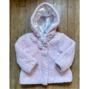 Little Me pink faux fur girls jacket ~ sz 3t